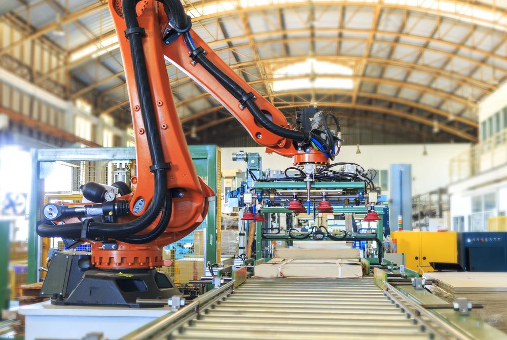 Industrial robot in smart warehouse system for manufacture factory
